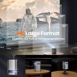 FATORK Mini Projector 5G WiFi 6 Bluetooth Short Throw Projector HD 1080P DLP