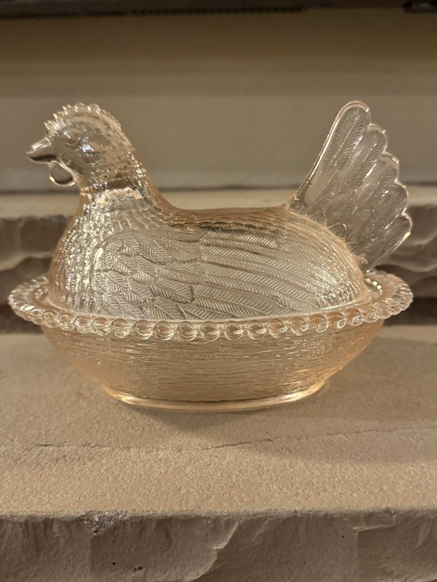 Longaberger Collectible Glass - Pink Hen On Nest