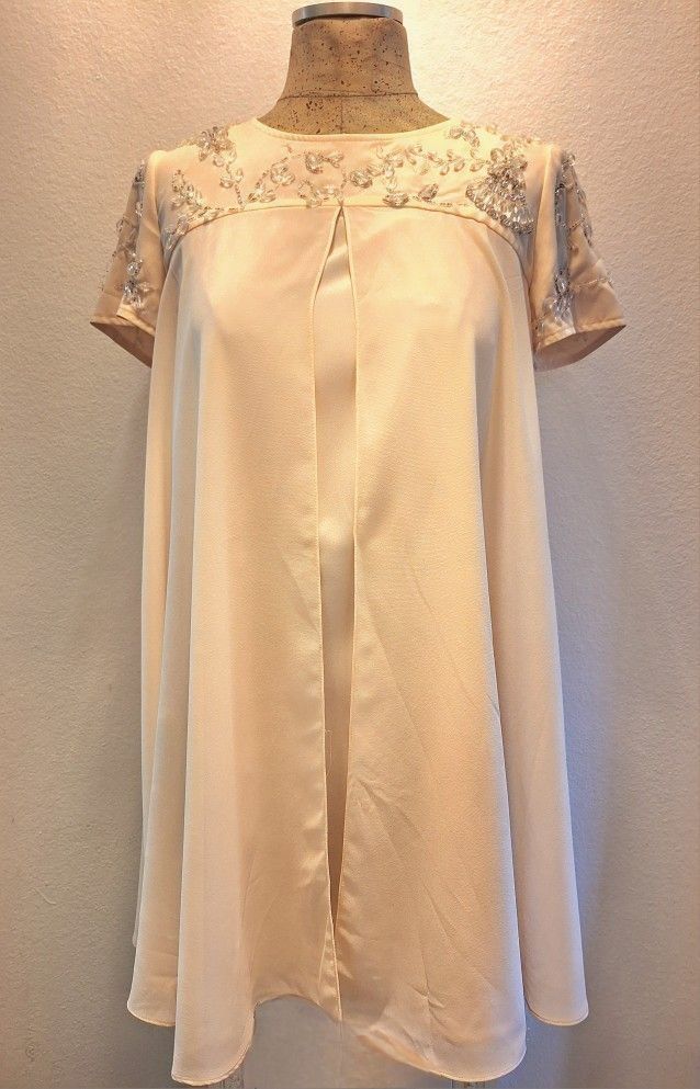 Blush Empire Beaded Chiffon Dress