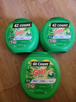 BUNDLE: 2 GAIN FLINGS ORIGINAL (42 COUNT TUBS) & 1 GAIN FLINGS  TUB (60  COUNT TUB) FOR $38 /$38 Por Los 3