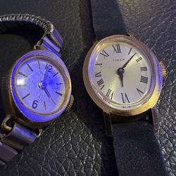 Vintage Timex Women’s Mechanical Windup Watch Lot Of 2 Untested 