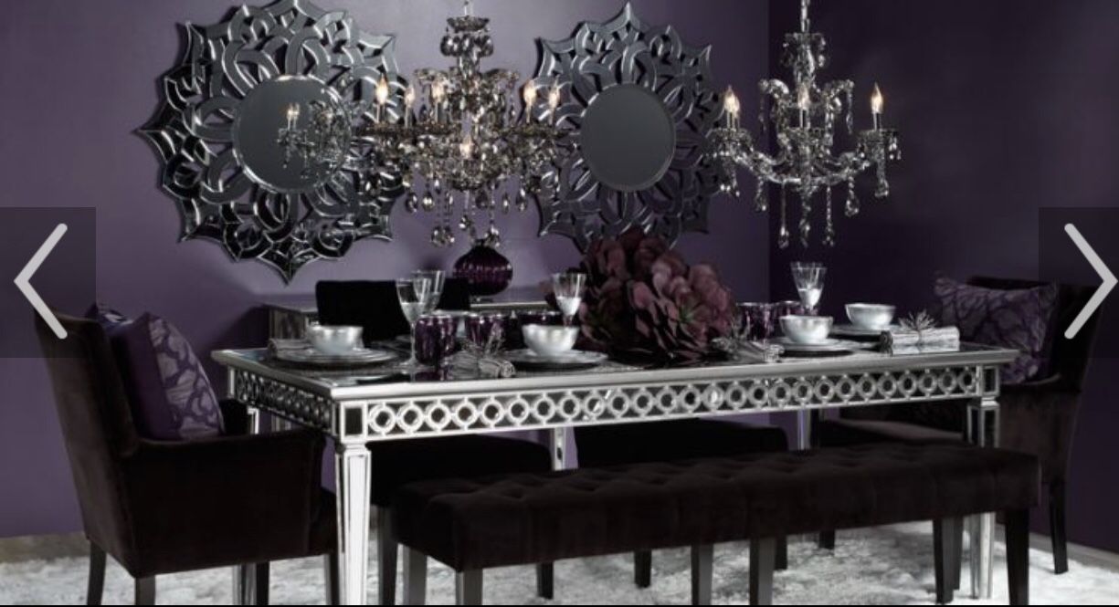 Z Gallerie Sophie Mirrored Dining Table, 2 Chairs, and 2 Benches