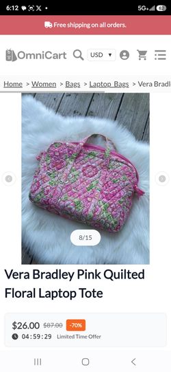 Vera Bradley Pink quilted laptop bag
