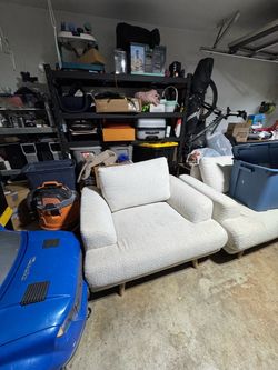 Set of White Boucle Accent Chair with white couch