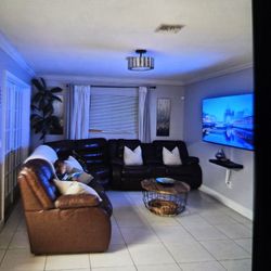 Brown Leather Sectional