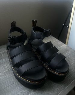 Dr. Martens Black Leather Platform Sandals