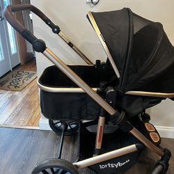 Infant Newborn Baby Bassinet Stroller - 2 in 1 High Landscape Convertible Stroller with Reversible