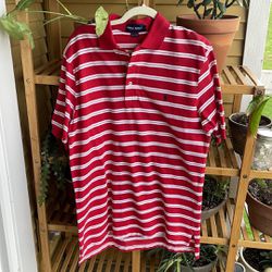 Vintage Polo Golf Red and White Striped Polo