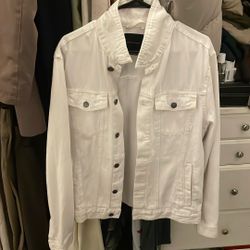 White Mens Jean Jacket Sz Large