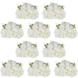NUPTIO Flower Balls for Centerpieces Wedding: 10 Pcs 11.8 inch Diameter Artificial Flower Ball Arrangement Bouquet Centerpiece for Tables - White Fake
