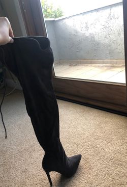 Sexy Gray High Heel Thigh Boots