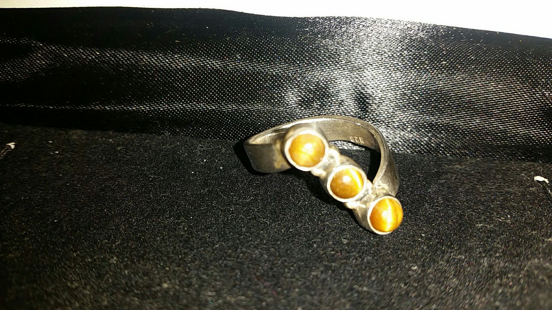 sterling silver ring size 7 tiger's eye 925 stamp you