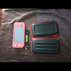 Nintendo Switch Lite Coral Pink And Case 
