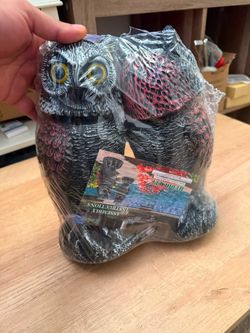 Fake Owl Decoys to Scare Birds Away, Rotating Head Bird Deterrents, Nature Enemy Scarecrow Plastic Statues, Pest Repellent for Gardens and Patios  New