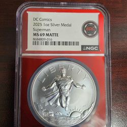 DC Comics 2025 1oz Silver Medal Superman MS69 Matte