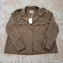 Lucky Brand Army Green Utility Shirt Jacket Shacket Women Size Large