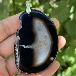 Sterling Silver Large Druzy Agate Pendant