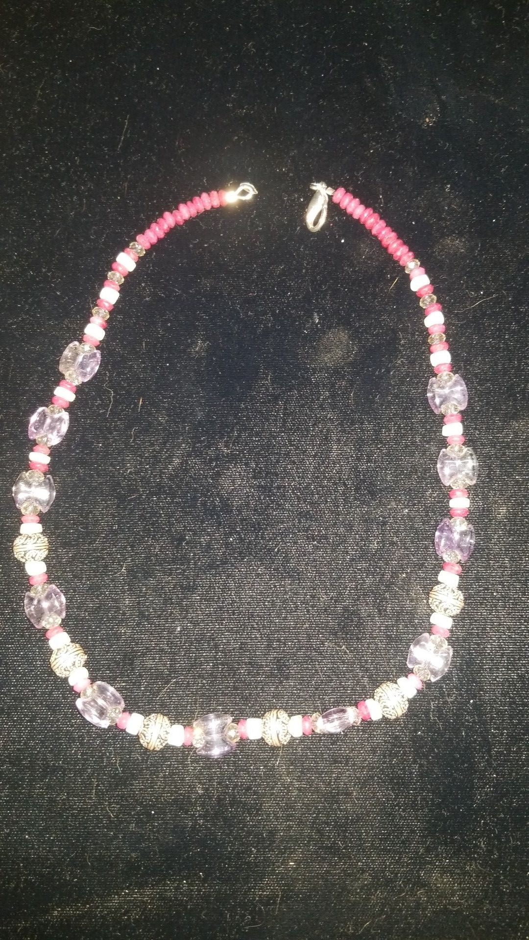 Amethyst ruby and silver choker