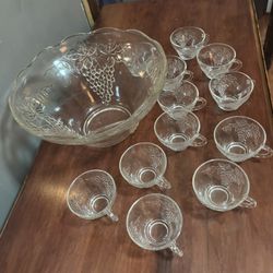Vintage punch bowl set in the "Harvest Grape" pattern