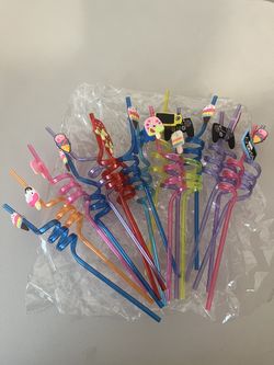 18 Fun Assorted Reusable Straws