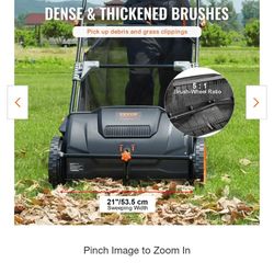 21 in. Lawn Sweeper Tow Behind, 3.5 Cu. Ft. 25 in.k Leaf & Grass Collector Wheels & Heavy Duty Thickened Steel