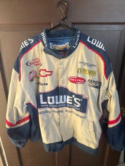 Vintage Jeff Hamilton Jimmie Johnson #48 NASCAR Jacket — XL + 2005 Pin