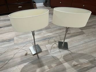 Pair of Table Lamps with Oval Shades