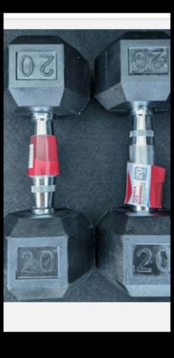 🔥 New 20 lb Pair CAP Weider Hex Rubber Coated Dumbbells Set Total 40 lbs Pounds🔥