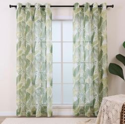 Green Leaf Sheer Curtains 55X96 2 Panels