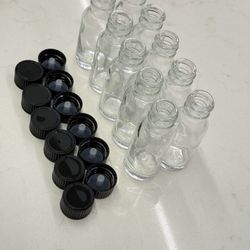 New Clear Glass Bottles with Caps 2.75”H