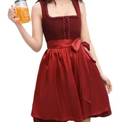 Oktoberfest German Women Beer Costume Burgundy 3XL