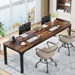Pallas 78.74'' Extra Long Double Computer Desk for Workstation - Color (Top/Frame): Rustic Brown/Black