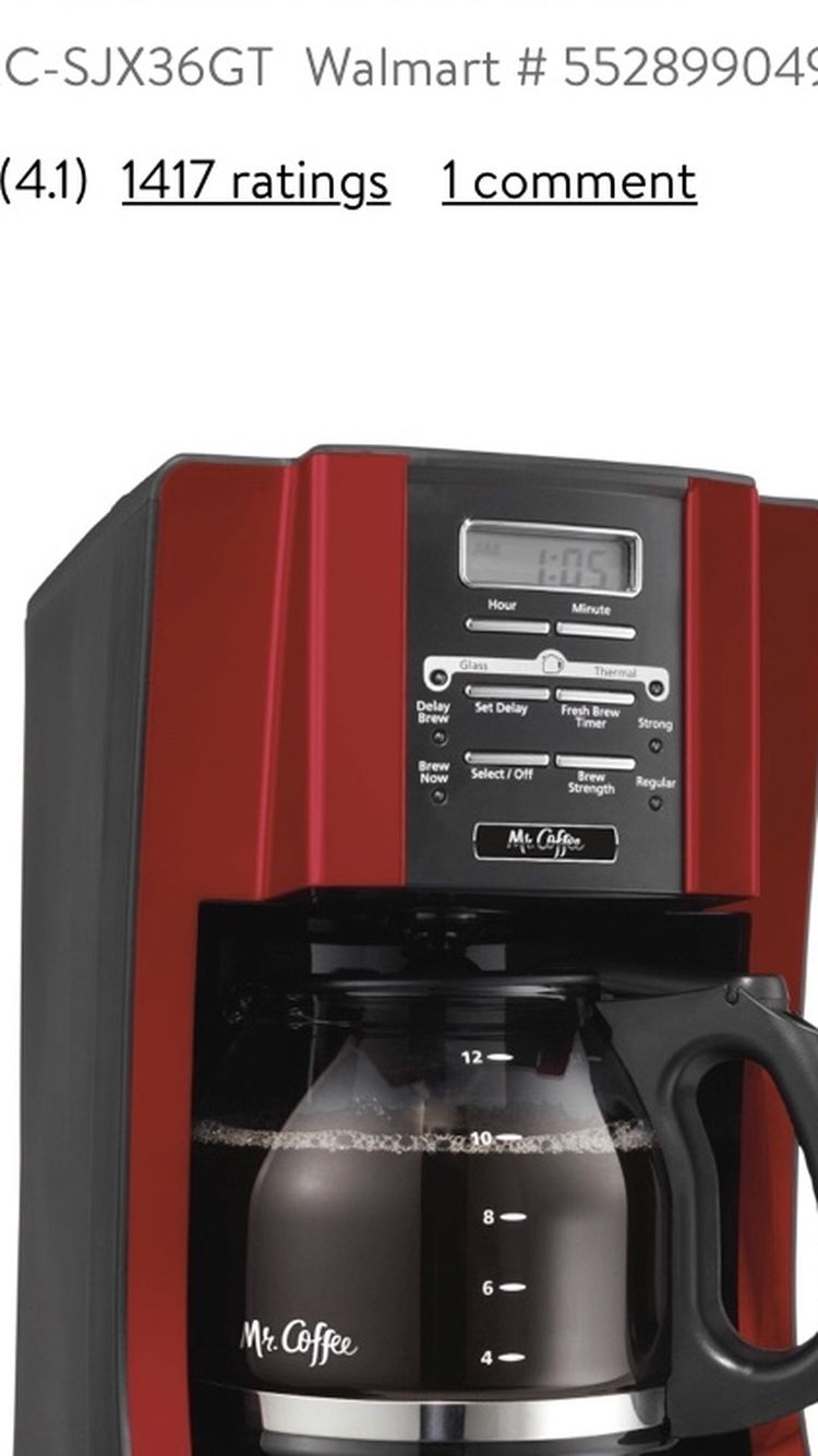 Mr. Coffee Advanced Brew 12 Cup Programmable Red Coffee Maker
