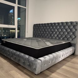 New In Box King Bed Frame With Mattress (Read Description Below)