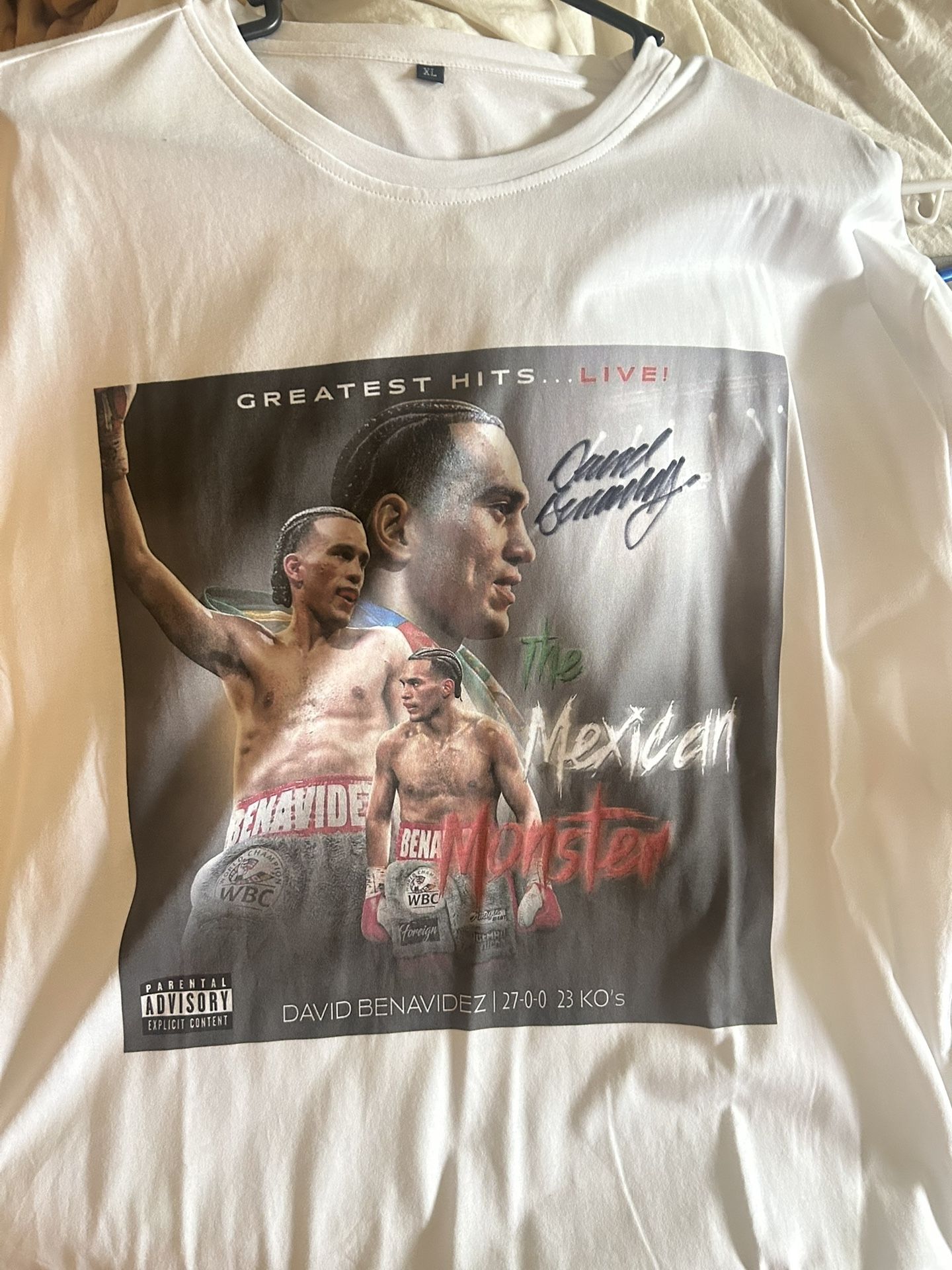 David Benavidez Autographed White T-Shirt XL
