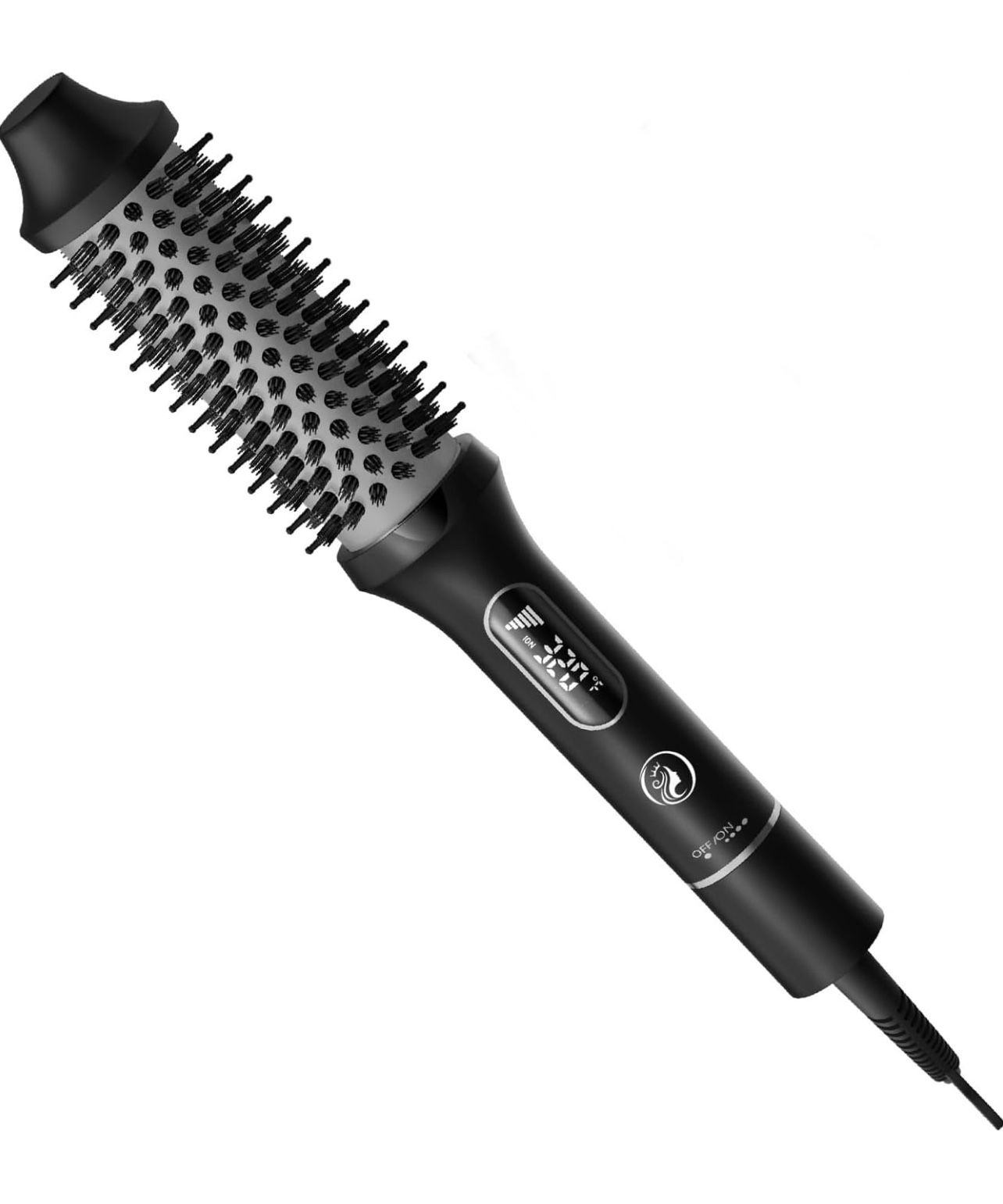 Brandnew Heated Round Brush for Hair Straightener, Curler, and Volumizer, 1.5 inch Curling Styler, Negative Ion Thermal Brush, with 6 Temp Settings, F
