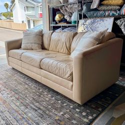 Cream Leather 80in Modern Sofa from The Leather Factory