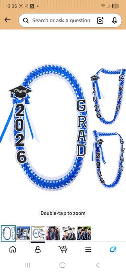 Blue and white ribbon graduation leis