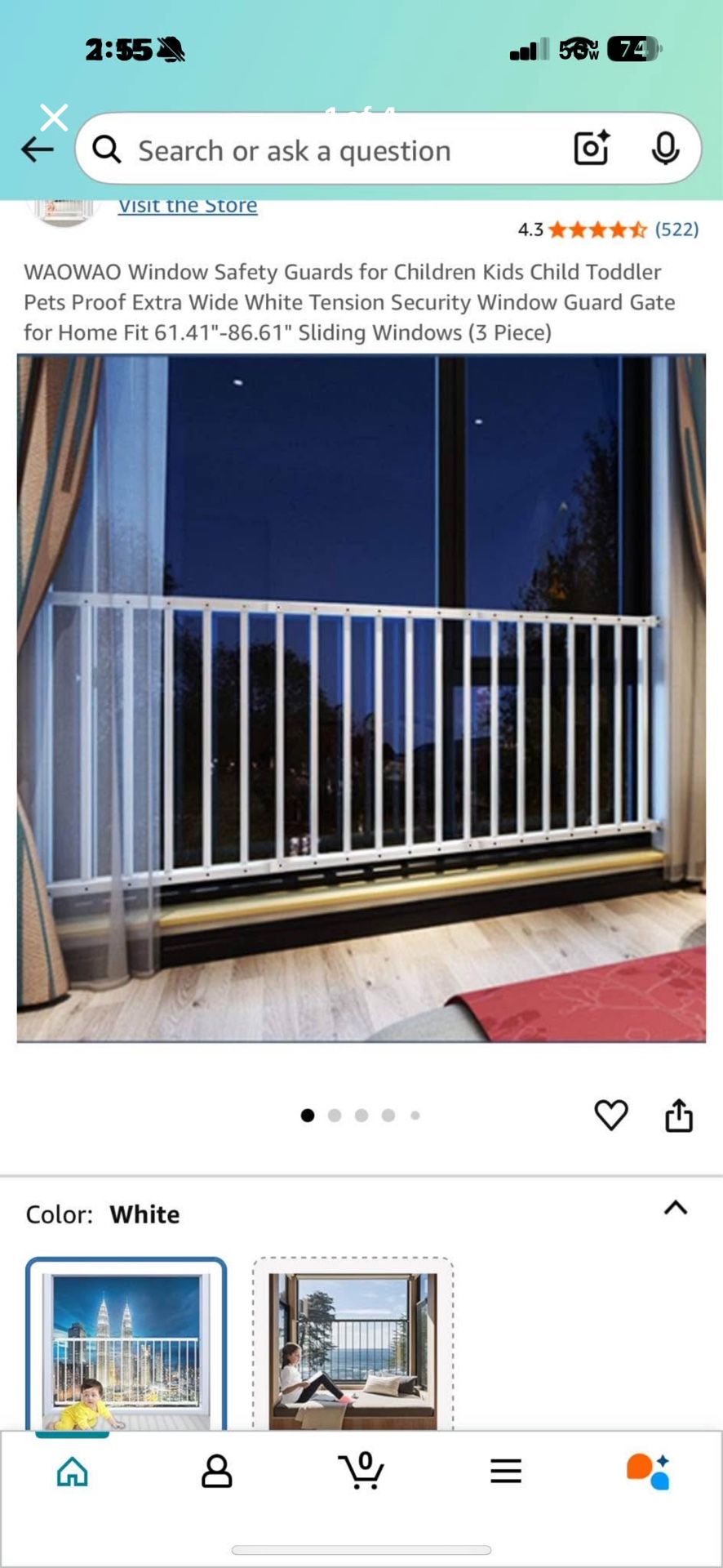 WAOWAO Window Safety Guards for Children Kids Child Toddler Pets Proof Extra Wide White Tension Security Window Guard Gate for Home Fit 61.41