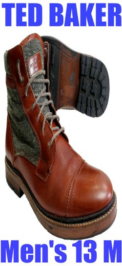 Ted Baker Ankle Boots Men's 13 M Ruulen Tan Multi Euro 46 Rubber Leather Soles Jordan