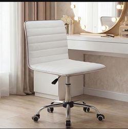 White Armless Adjustable Office Chair