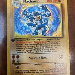 Pokemon Machamp 1st Edition Base Set Holo 8/102 MP/HP