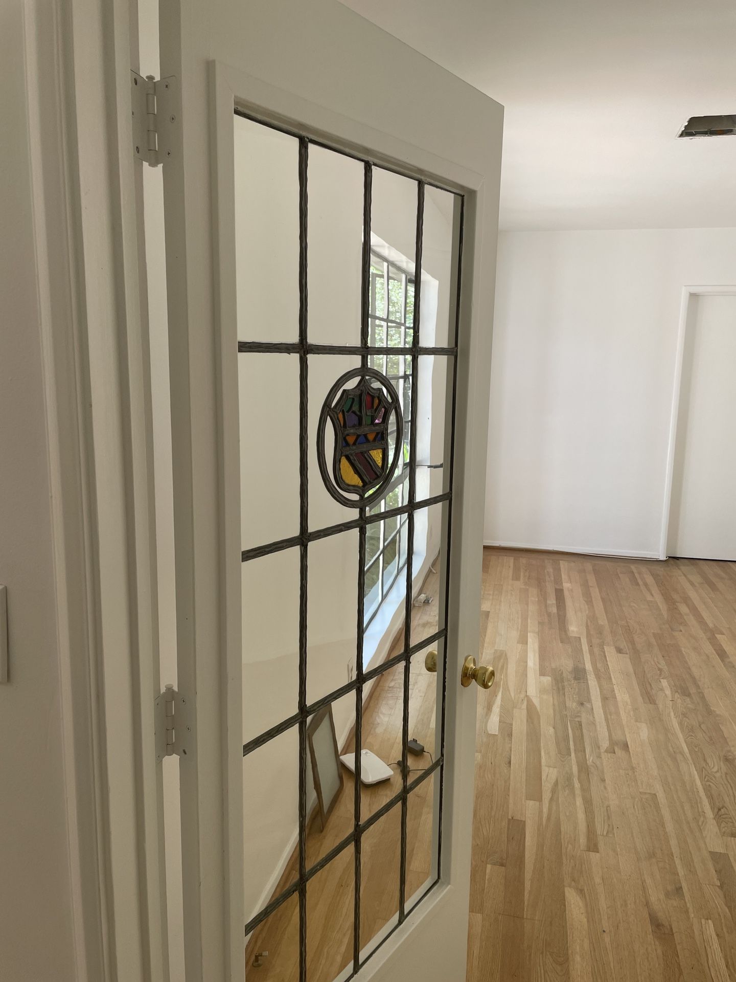 Antique Wood And Glass Door 32” W