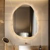 Lighted LED Bathroom Mirror 24"x32" Irregular Stone Pattern Frosted Wall Vanity Mirror with Bright Back Lit Modern Dimmable Smart Mirror Anti Fog with