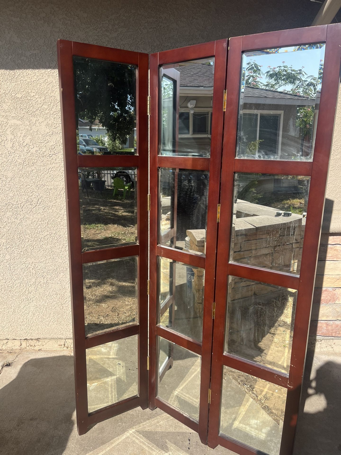 🪞 3-Panel Mirrored Folding Room Divider / Privacy Screen 🪞