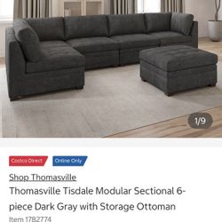 Thomasvilla Tisdale Modular Sectional 6-piece Dark Grey with Storage Ottoman