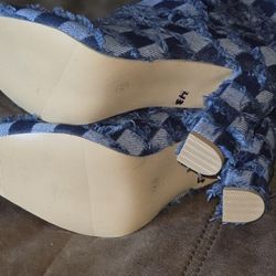 Women's Blue Jean heal Thigh Boots