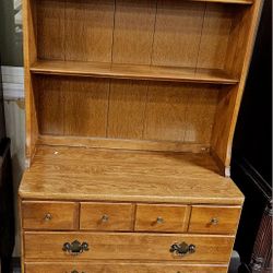 Ethan Allen solid walnut wood dresser chest hutch bookcase book shelf cabinet be