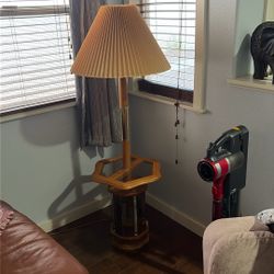 End Table With Lamp Lights On Bottom And Top Asking $45