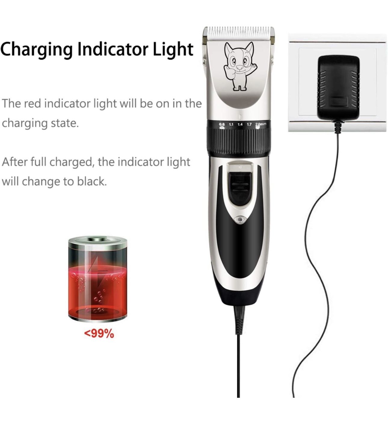 Dog Grooming Kit Clippers, Low Noise, Electric Quiet, Rechargeable, Cordless, Pet Hair Thick Coats Clippers Trimmers Set, Suitable for Dogs, Cats, and